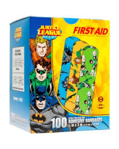 Adhesive Strip American® White Cross Stat Strip® 3/4 X 3 Inch Plastic Rectangle Kid Design (Batman / Green Lantern / Aquaman) Sterile